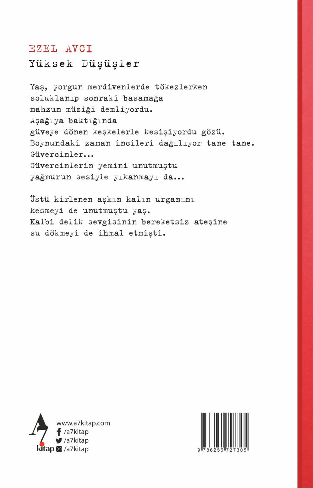 Ezel Avcı - Yüksek Düşüşler | A7 Kitap arka